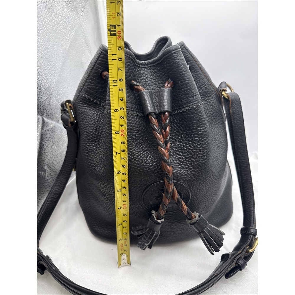 Dooney & Bourke All Weather Leather Drawstring Bucket Bag Black Vintage Made US - Picture 10 of 12
